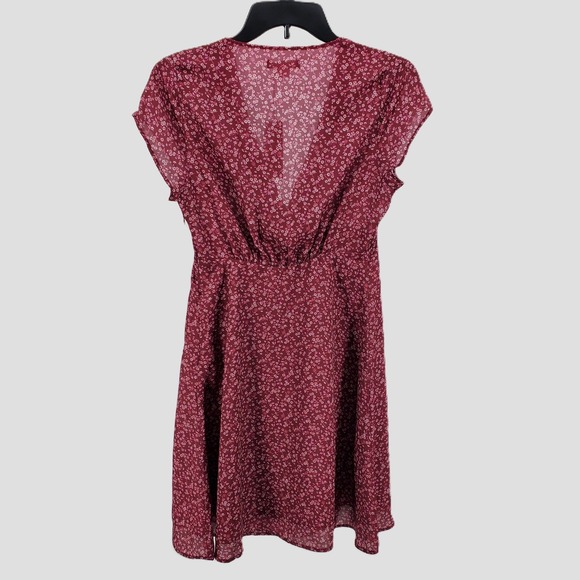 Outerknown Red Floral Print V Neck Short Sleeve Mini Dress Lightweight XS - Picture 2 of 9